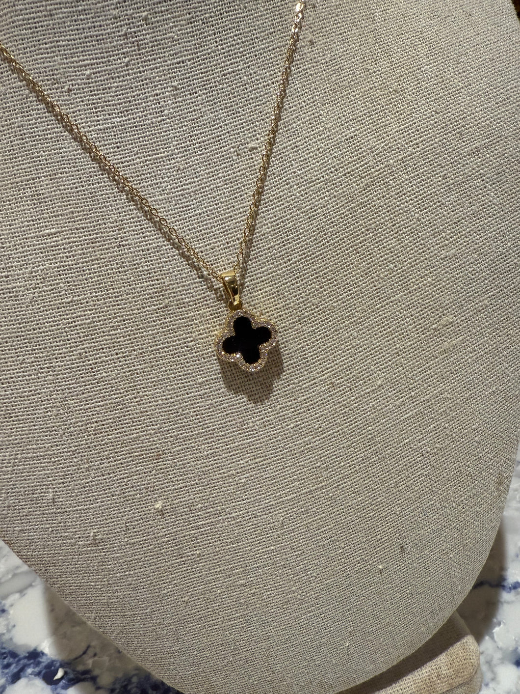 Single Diamanté Clover Necklace