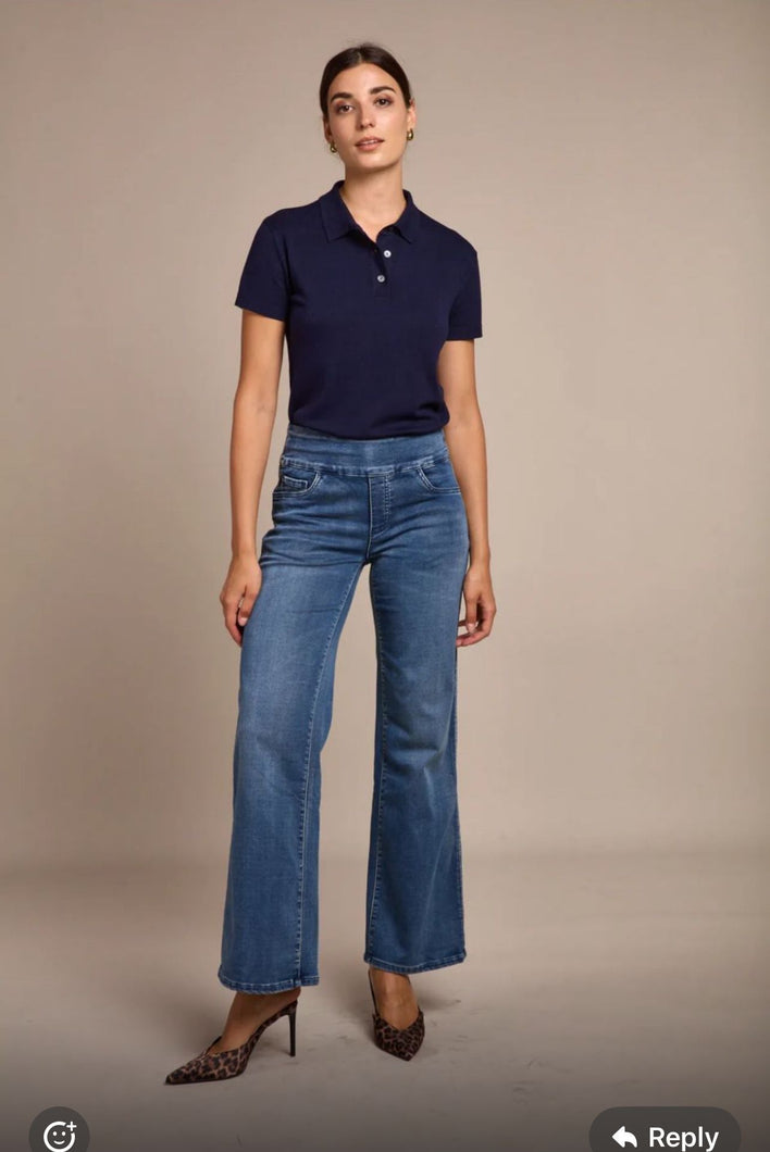 Tocada Wide Leg Stretch Jeans (Mid Blue) - chichappensboutique