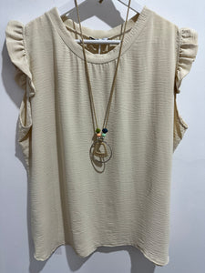 Extra Chic Frill Cap Sleeve Top (various colours)