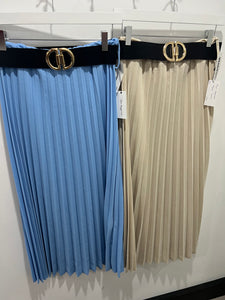 Plain Belted Pleated Skirt - chichappensboutique
