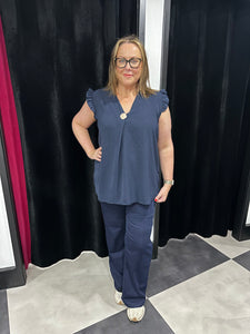 Extra Chic Brooch Frill Top (various colours) - chichappensboutique