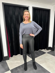 Leather Look Leggings Black - chichappensboutique