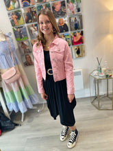 Load image into Gallery viewer, Pink Cropped Denim Jacket - chichappensboutique