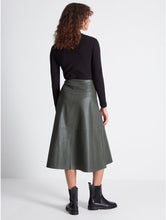 Load image into Gallery viewer, Faux Leather Midi Skirt (Olive) - chichappensboutique
