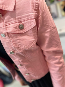 Pink Cropped Denim Jacket - chichappensboutique