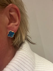 Cleef Clover Extra Longline Necklace and Stud Earring Set (Aqua) - chichappensboutique