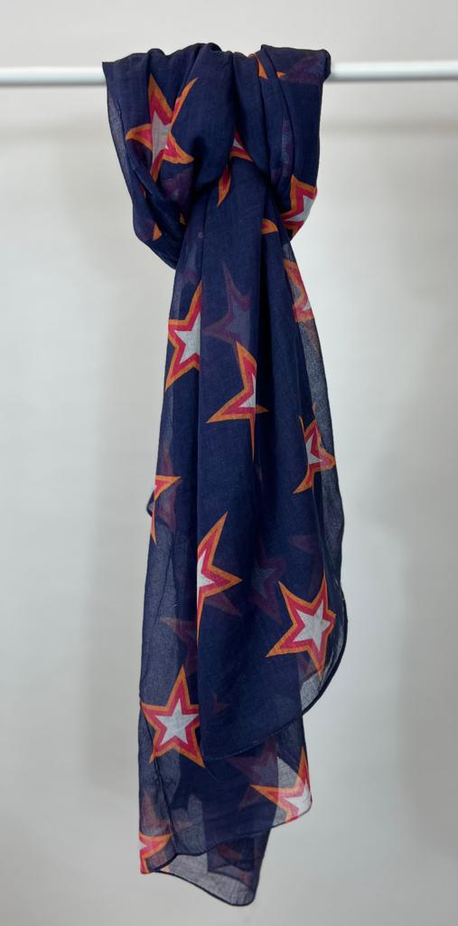 Navy Star Print Scarf - chichappensboutique