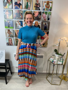 Vibrant Stripe Pleat Skirt (various colours) - chichappensboutique