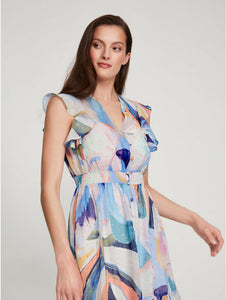 Palm Print Ruffle Dress - chichappensboutique