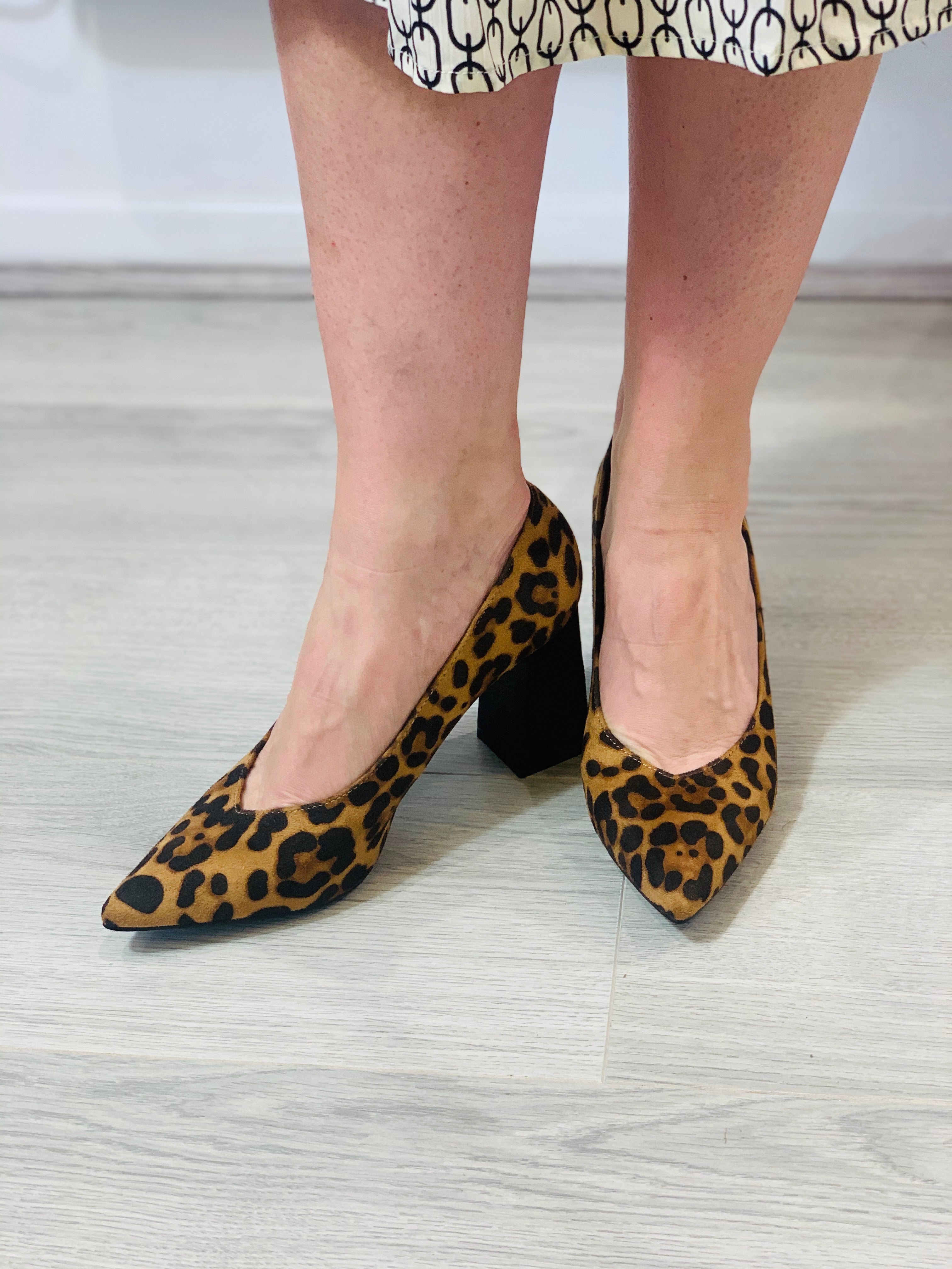 Leopard Block Heel Shoes chichappensboutique