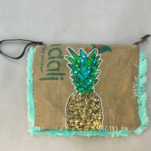 Sequin Pineapple Re-purposed Sack Bag - chichappensboutique