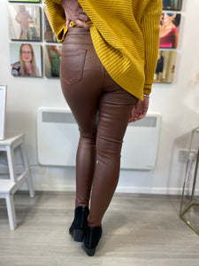 Leather Look Jeans (Chestnut) - chichappensboutique