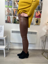 Load image into Gallery viewer, Leather Look Jeans (Chestnut) - chichappensboutique