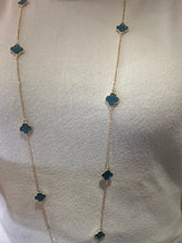 Load image into Gallery viewer, Cleef Clover Extra Longline Necklace and Stud Earring Set (Aqua) - chichappensboutique